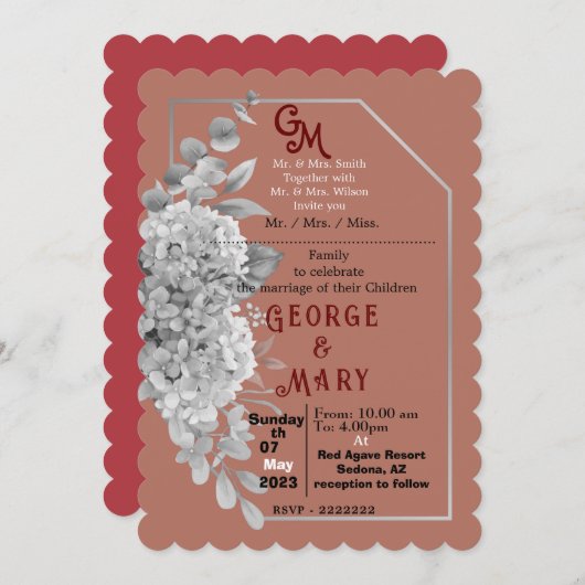 Weddensuitnodiging Kaart (Voorkant / Achterkant)