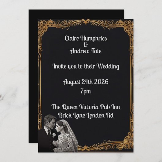 Weddensuitnodiging Kaart (Voorkant / Achterkant)