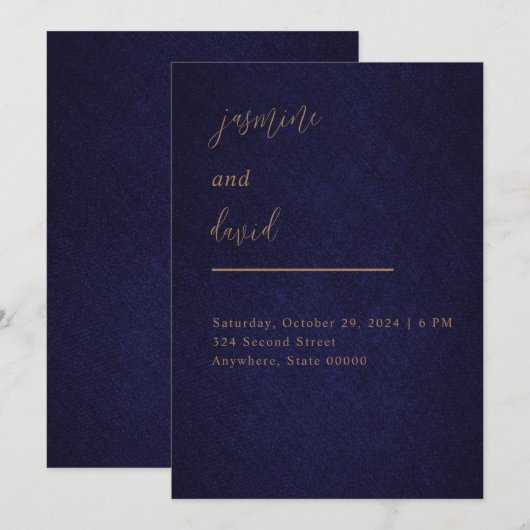 Weddensuitnodiging Kaart (Voorkant / Achterkant)