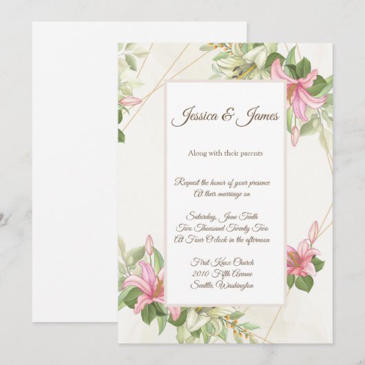 Weddensuitnodiging Kaart (Voorkant / Achterkant)