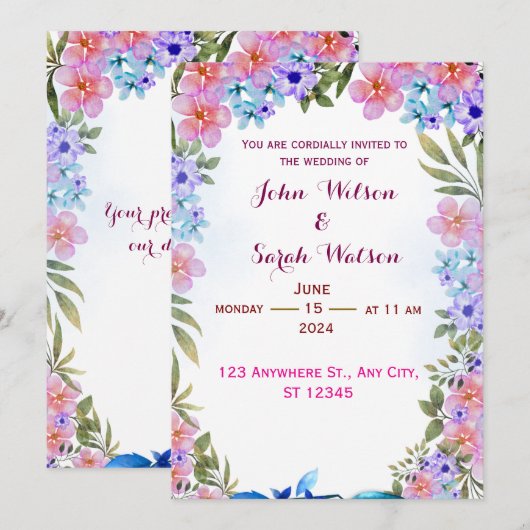 Weddensuitnodiging Kaart (Voorkant / Achterkant)