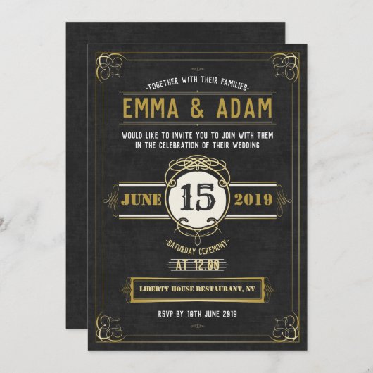 Weddensuitnodiging Kaart (Voorkant / Achterkant)