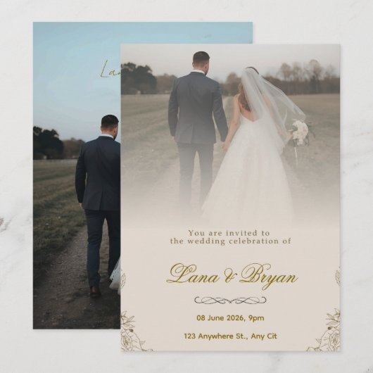 Weddensuitnodiging Kaart (Voorkant / Achterkant)