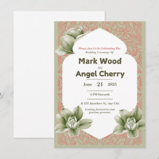 Weddensuitnodiging Kaart (Voorkant / Achterkant)