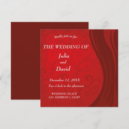 Weddensuitnodiging Kaart (Voorkant / Achterkant)