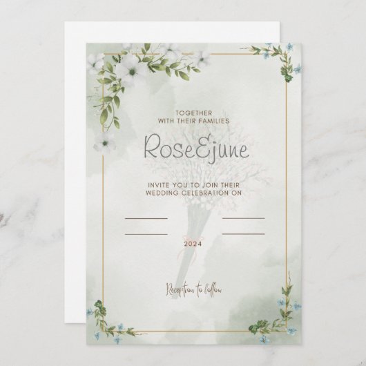 Weddensuitnodiging Kaart (Voorkant / Achterkant)