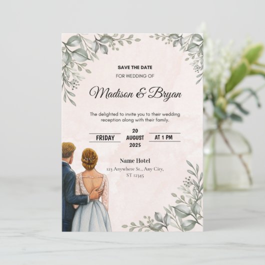 Weddensuitnodiging Kaart (Staand voorkant)