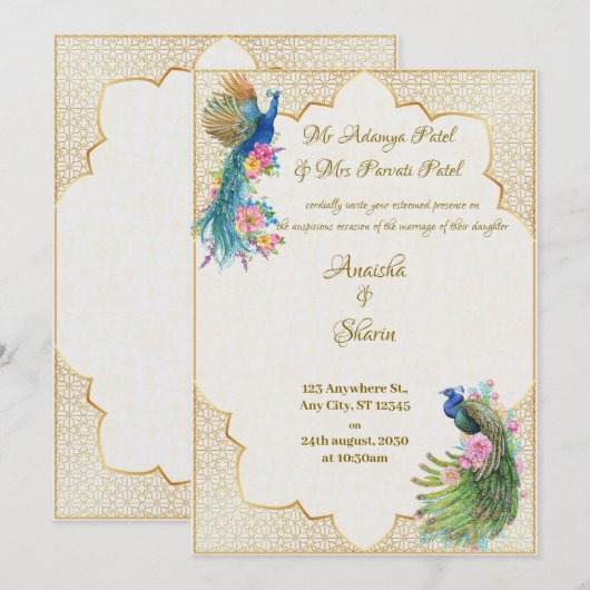 Weddensuitnodiging Kaart (Voorkant / Achterkant)