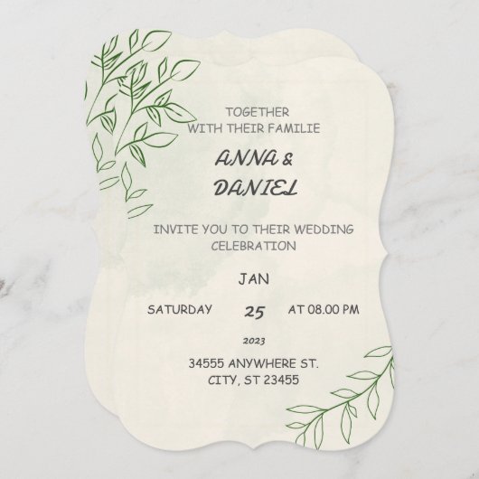 Weddensuitnodiging Kaart (Voorkant / Achterkant)