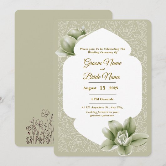 Weddensuitnodiging Kaart (Voorkant / Achterkant)