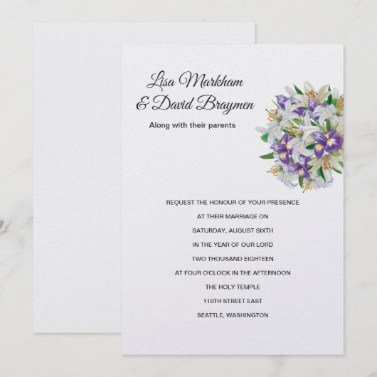 Weddensuitnodiging Kaart (Voorkant / Achterkant)