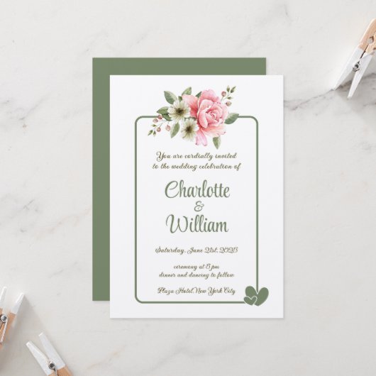 Weddensuitnodiging Kaart (Voorkant / Achterkant in situ)