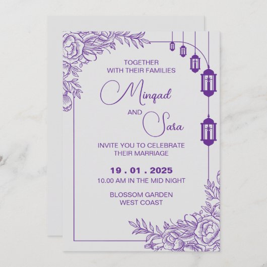 Weddensuitnodiging Kaart (Voorkant / Achterkant)