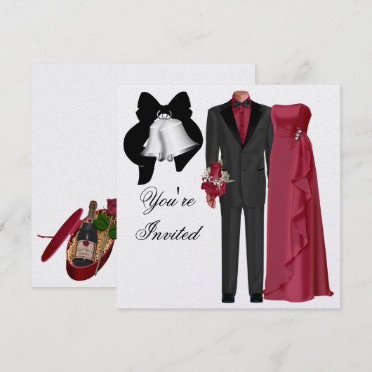 Weddensuitnodiging Kaart (Voorkant / Achterkant)