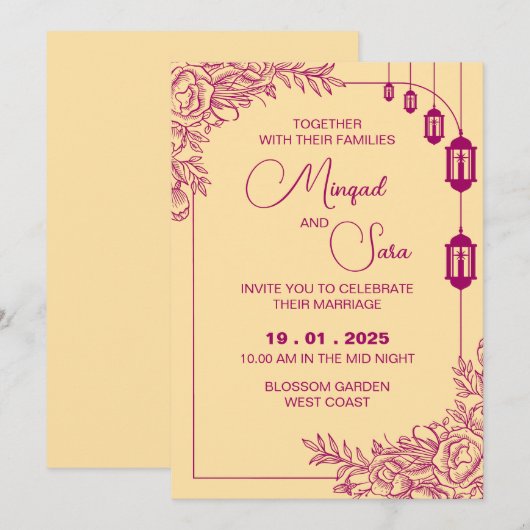 Weddensuitnodiging Kaart (Voorkant / Achterkant)