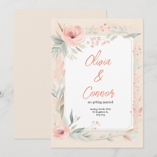 Weddensuitnodiging Kaart (Voorkant / Achterkant)