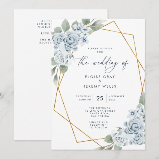 Weddensuitnodiging Kaart (Voorkant / Achterkant)