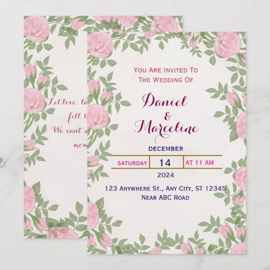 Weddensuitnodiging Kaart (Voorkant / Achterkant)