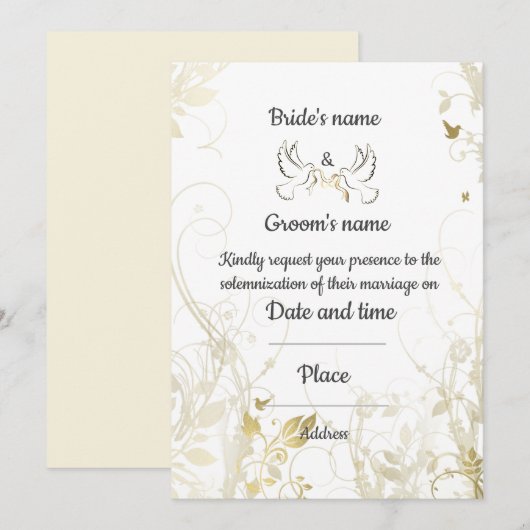 Weddensuitnodiging Kaart (Voorkant / Achterkant)