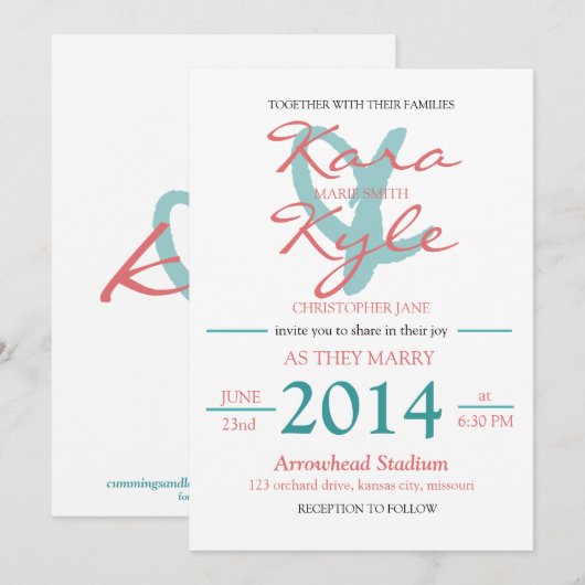 Weddensuitnodiging Kaart (Voorkant / Achterkant)