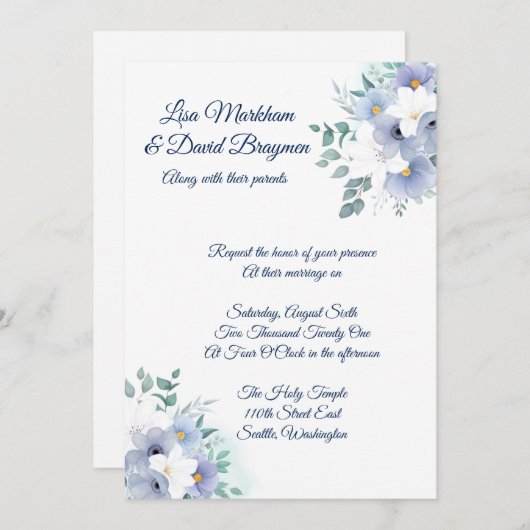 Weddensuitnodiging Kaart (Voorkant / Achterkant)