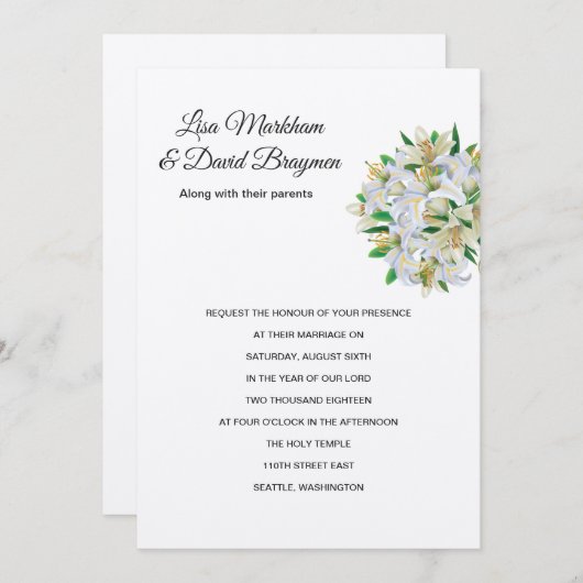 Weddensuitnodiging Kaart (Voorkant / Achterkant)