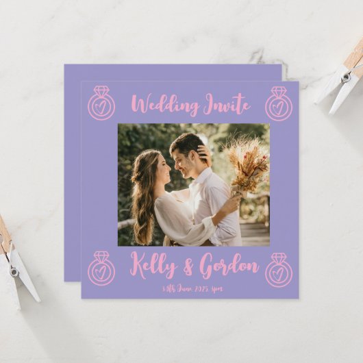 Weddensuitnodiging Kaart (Voorkant / Achterkant in situ)