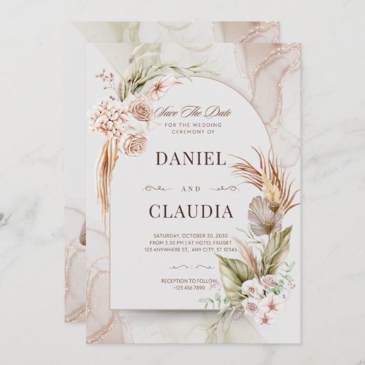 Weddensuitnodiging Kaart (Voorkant / Achterkant)