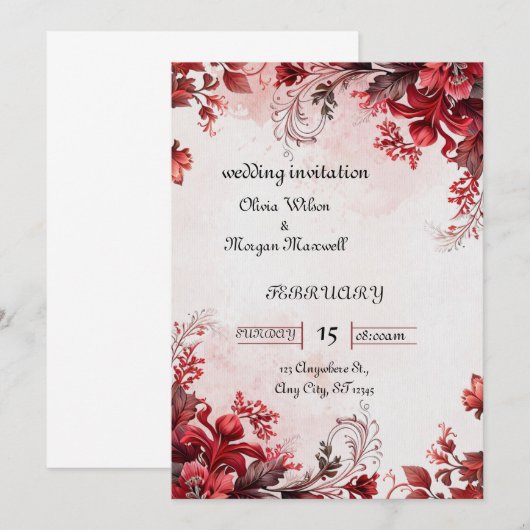 Weddensuitnodiging Kaart (Voorkant / Achterkant)