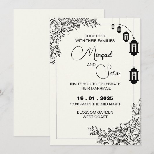 Weddensuitnodiging Kaart (Voorkant / Achterkant)