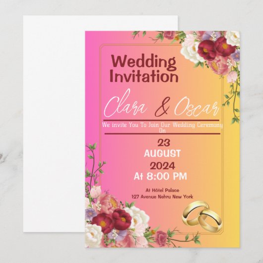 Weddensuitnodiging Kaart (Voorkant / Achterkant)