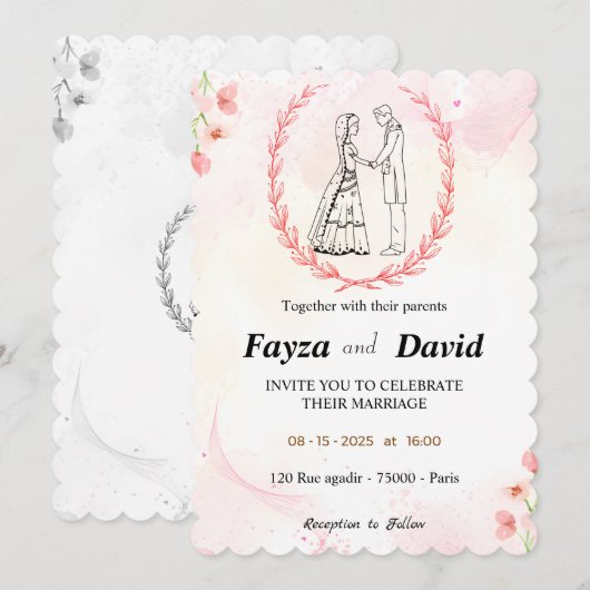 Weddensuitnodiging Kaart (Voorkant / Achterkant)