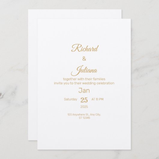 Weddensuitnodiging Kaart (Voorkant / Achterkant)