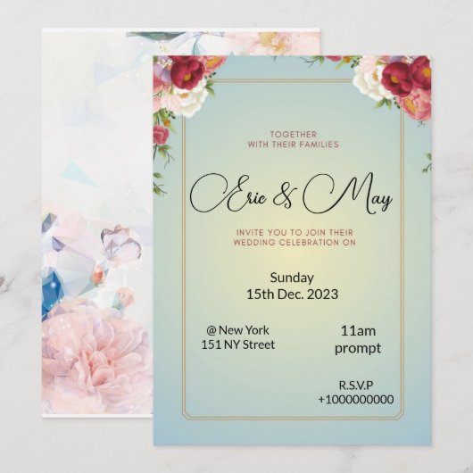 Weddensuitnodiging Kaart (Voorkant / Achterkant)