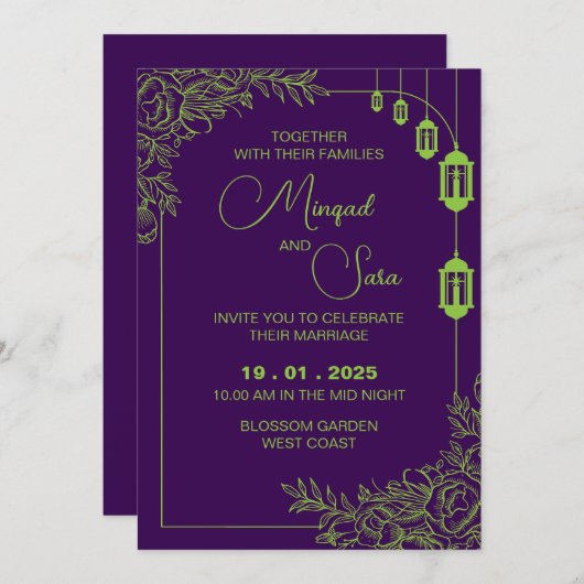 Weddensuitnodiging Kaart (Voorkant / Achterkant)