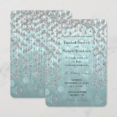 Weddensuitnodiging | Kristalpaleis Blauwgroen Kaart (Voorkant / Achterkant)