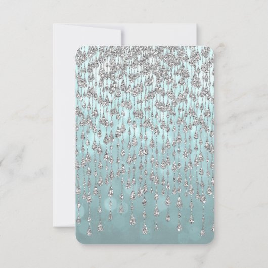 Weddensuitnodiging | Kristalpaleis Blauwgroen Kaart (Achterkant)