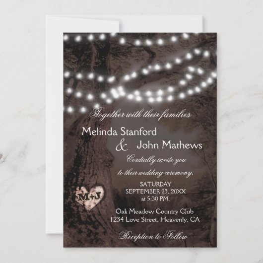 Weddensuitnodiging | Lichtboom Kaart (Voorkant)