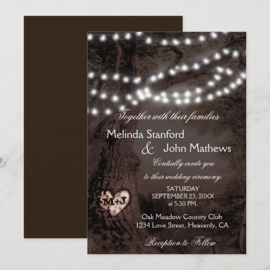 Weddensuitnodiging | Lichtboom Kaart (Voorkant / Achterkant)