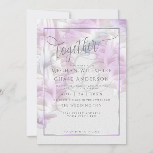 Weddensuitnodiging | Lila Chiffon Ombré Ruffles Kaart (Voorkant)