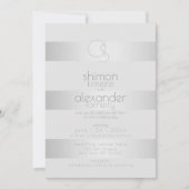 Weddensuitnodiging | Lumineuze zilverstrips Kaart (Voorkant)