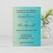 Weddensuitnodiging | Manuscript blauwe Waterverf Kaart (Staand voorkant)