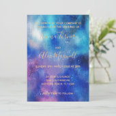 Weddensuitnodiging | Manuscript blauwe Waterverf Kaart (Staand voorkant)