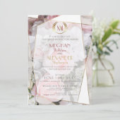 Weddensuitnodiging | Moderne geometrische roze roz Kaart (Staand voorkant)