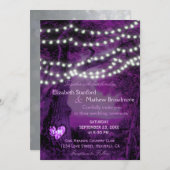 Weddensuitnodiging | Monogram String Lights Kaart (Voorkant / Achterkant)