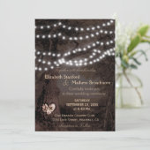 Weddensuitnodiging | Monogram String Lights Kaart (Staand voorkant)