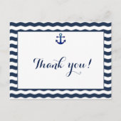 Weddensuitnodiging | Nautical Navy Waves Dank u Briefkaart (Voorkant)