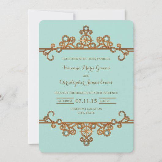 Weddensuitnodiging |  Nautisch Kaart (Voorkant)