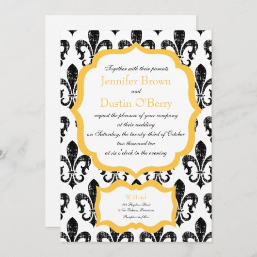 Weddensuitnodiging | New Orleans | Goud-plaatsverv Kaart (Voorkant / Achterkant)