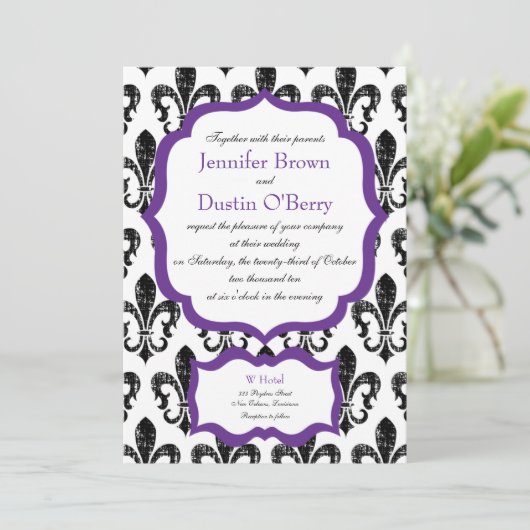 Weddensuitnodiging | New Orleans | Purpl Alternate Kaart (Staand voorkant)